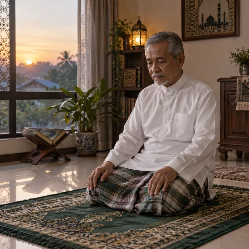 Pak cik duduk atas sejadah waktu Subuh