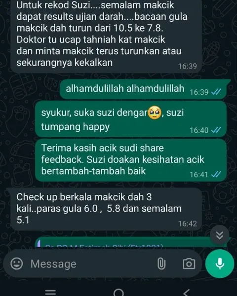 Screenshot WhatsApp gula 10.5 turun ke 5.1