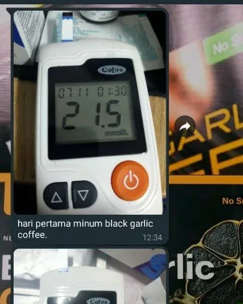 Screenshot meter gula 21.5 hari pertama dan 12.8 hari ke-6